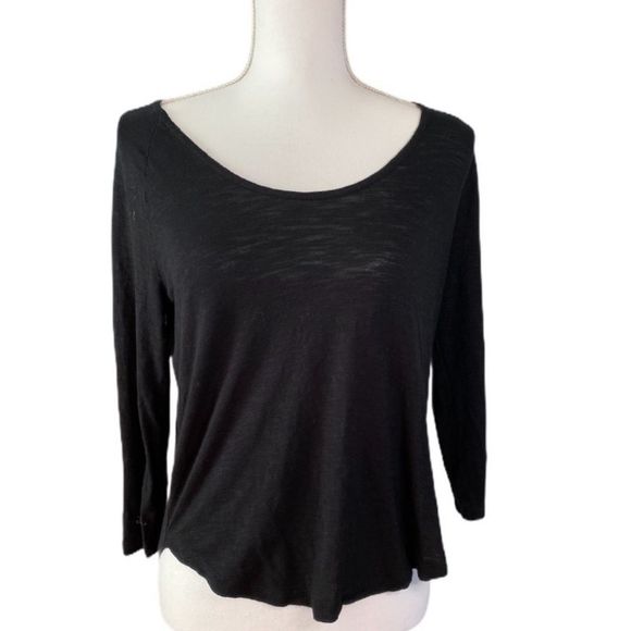 Madewell Burnout Basic Tee Loose Relaxed Solid High Low 3/4 Sleeve Top - Picture 6 of 6